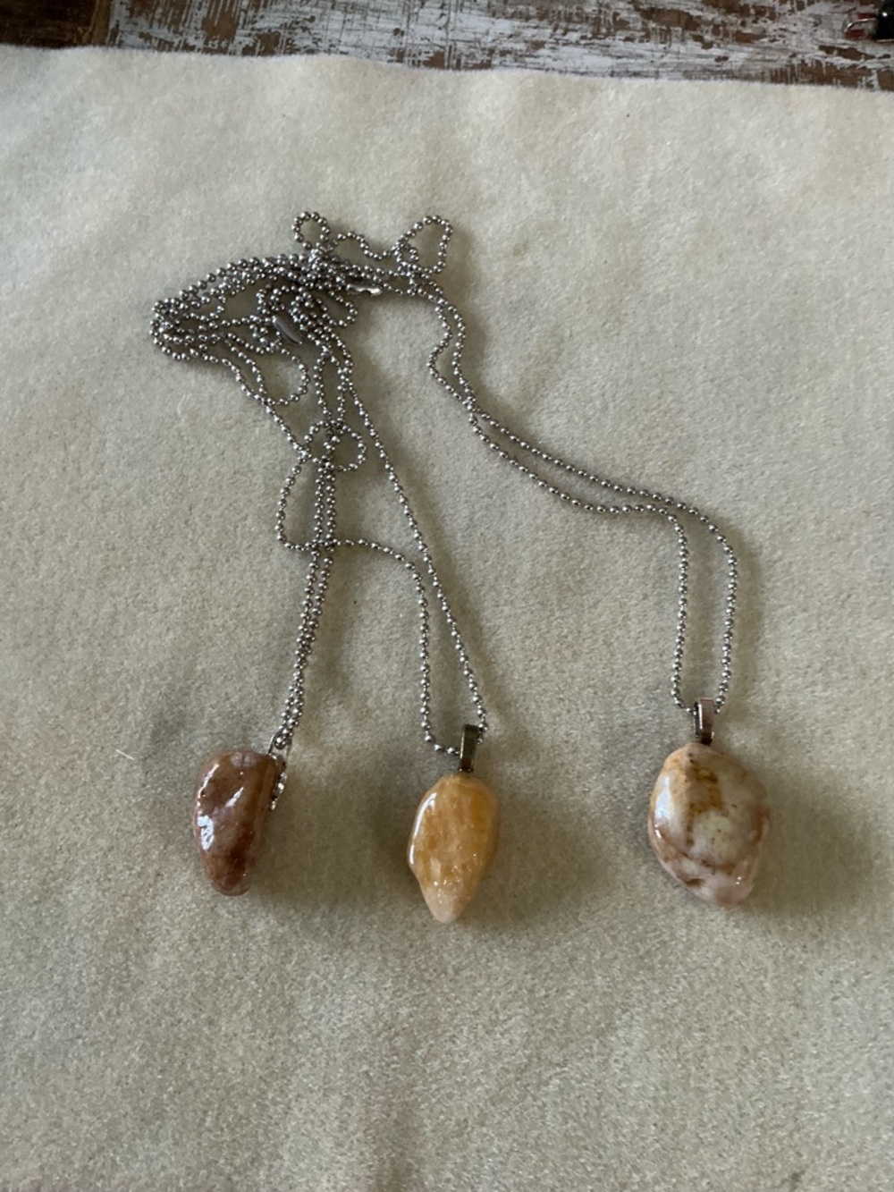 Handmade Brown Stone Pendant Necklace - Natural Beige Accent